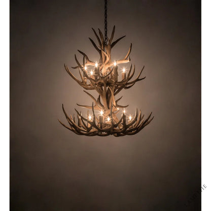 Rustic Lodge 12 - Light Chandelier 34"W