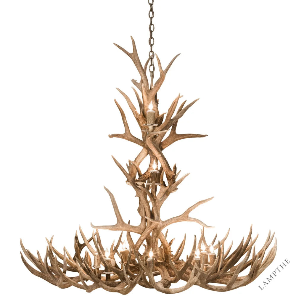 Rustic Lodge 12 - Light Chandelier 52"W