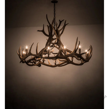 Rustic Lodge 12 - Light Chandelier 56"W