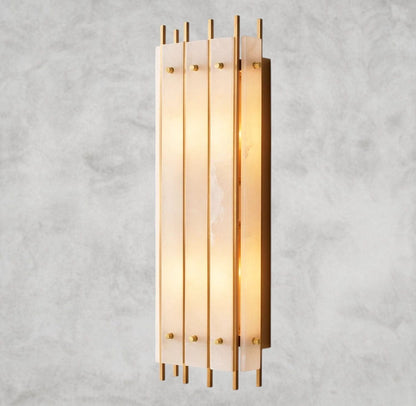 Brass San Marco Alabaster Grand Rectangular Sconce