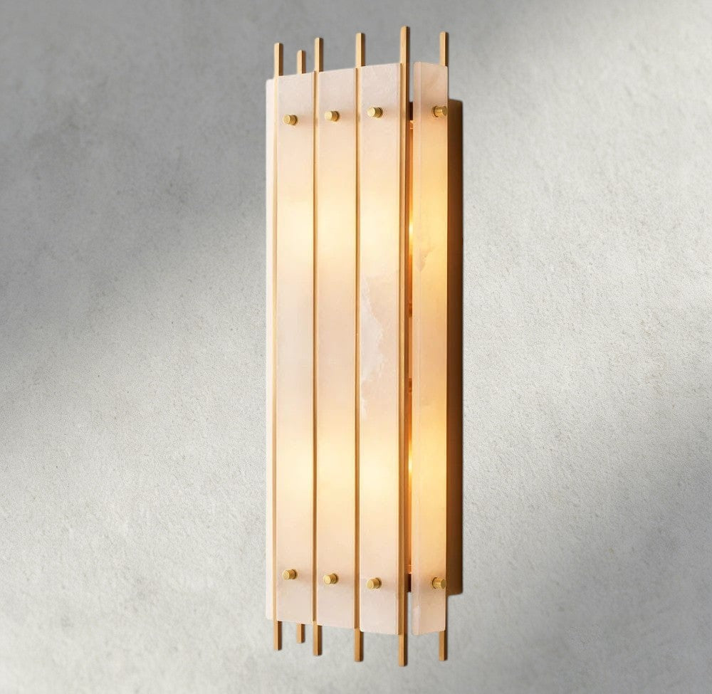 Brass San Marco Alabaster Grand Rectangular Sconce