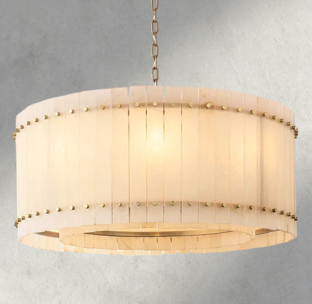37" / Brass San Marco Alabaster Round Chandelier 22", 37", 48", 60"