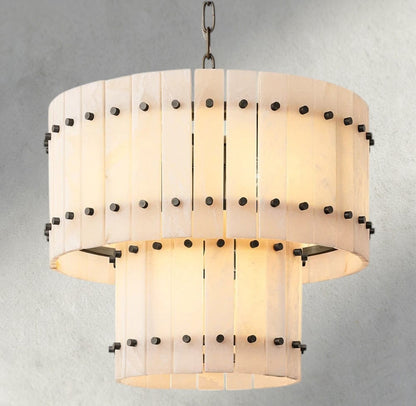22" / Bronze San Marco Alabaster Round Tiered Chandelier 22", 37", 48", 60"