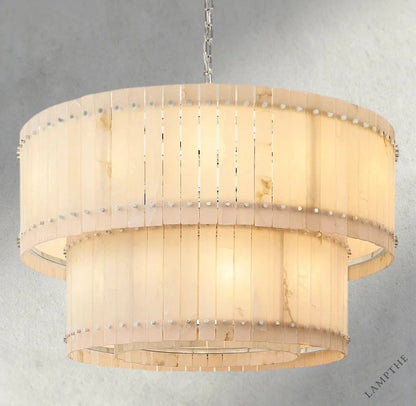48" / Nickle San Marco Alabaster Round Tiered Chandelier 22", 37", 48", 60"