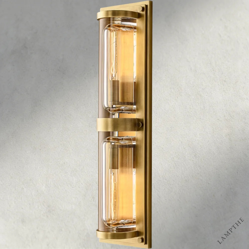 Brass Savile Round Linear Sconce