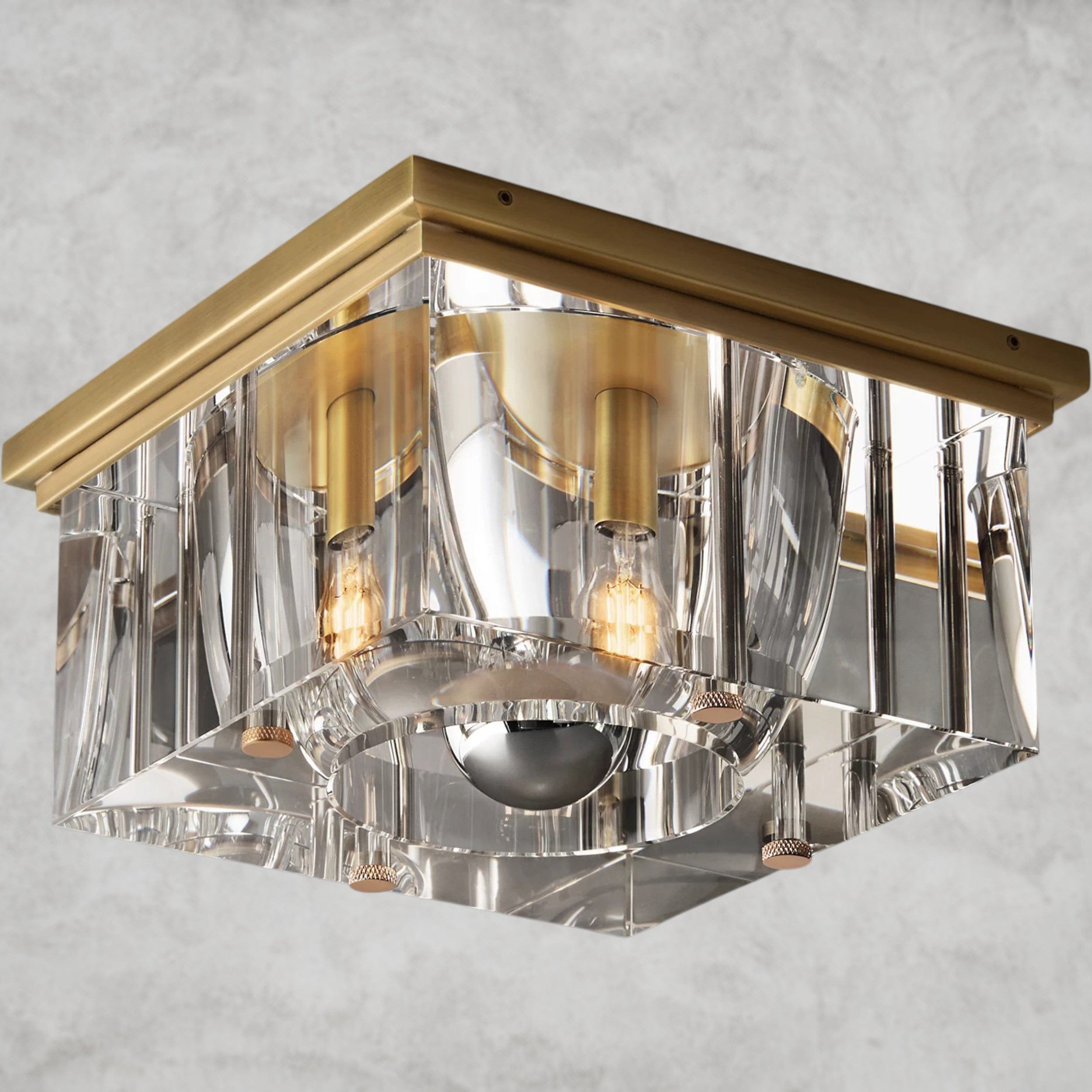 12" / Brass Savile Square Flushmount 10", 12", 14"