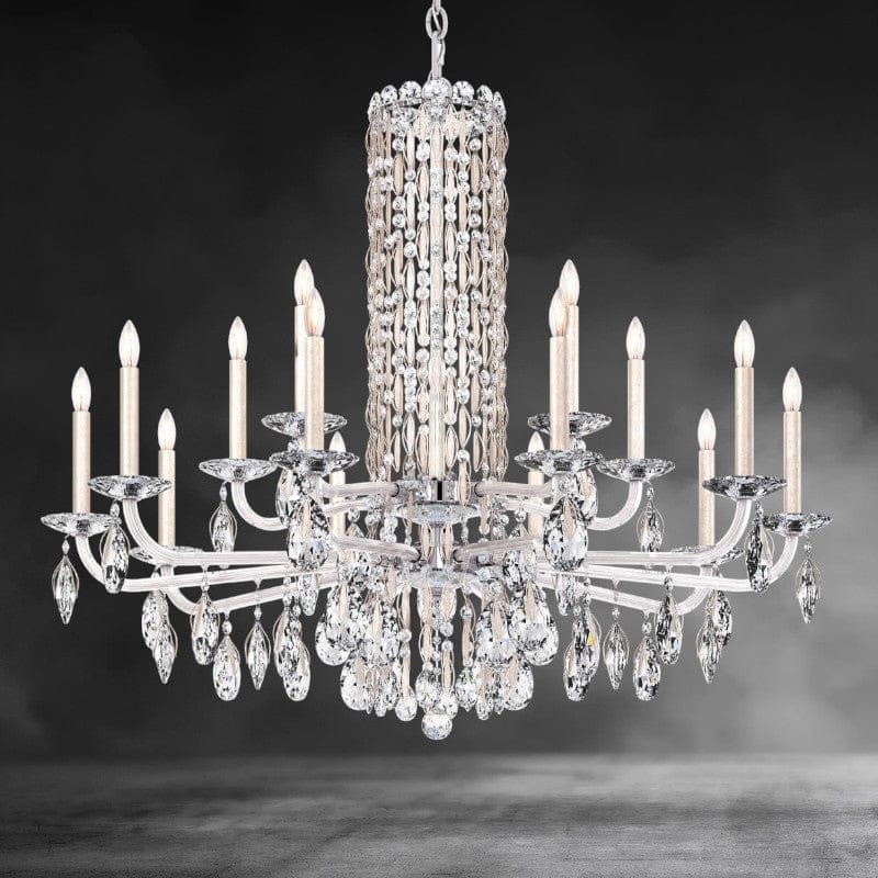 Antique Silver / Crystal Heritage Crystal Siena Short Column Crystal Chandelier 41"