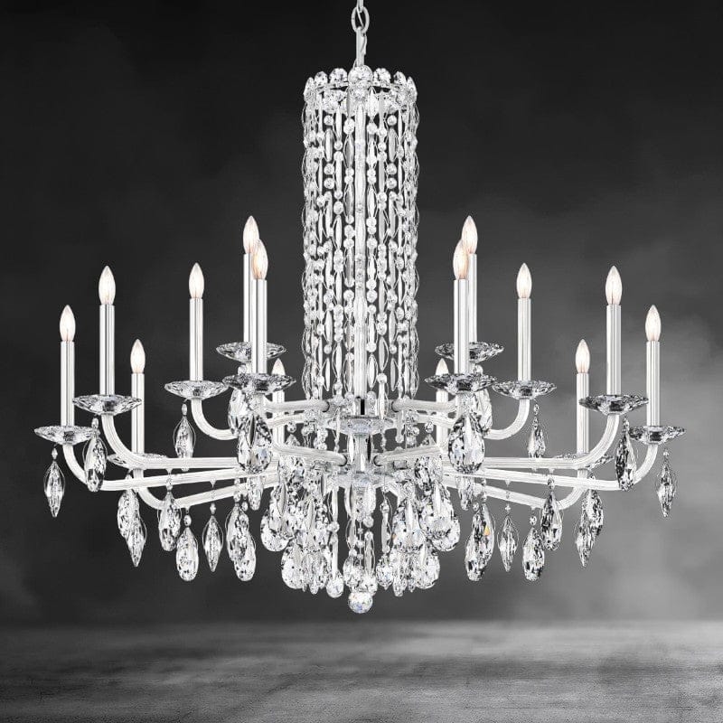 Stainless Steel / Crystal Heritage Crystal Siena Short Column Crystal Chandelier 41"