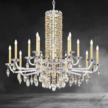 Heirloom Gold / Crystal Heritage Crystal Siena Short Column Crystal Chandelier 41"