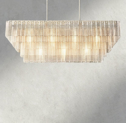 Nickle Sirene Clear Glass Rectangular Chandelier 59"