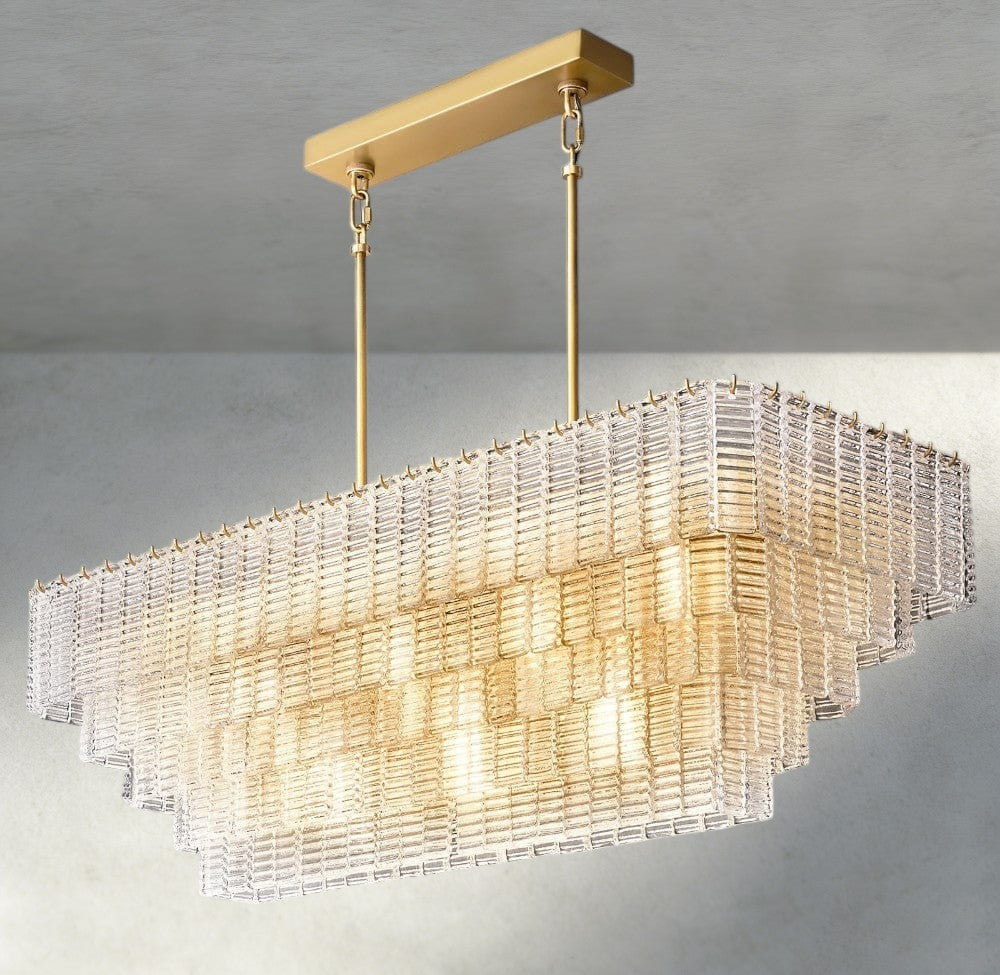 Sirene Clear Glass Rectangular Chandelier 59"