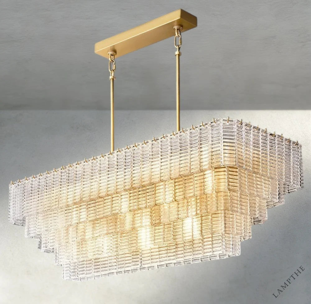Sirene Clear Glass Rectangular Chandelier 59"