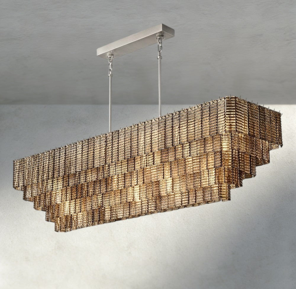 Sirene Smoke Glass Rectangular Chandelier 59", 77"