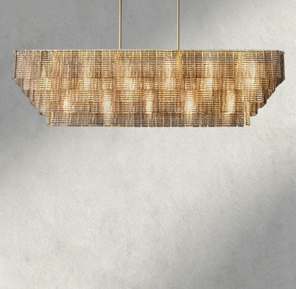 77" / Brass Sirene Smoke Glass Rectangular Chandelier 59", 77"