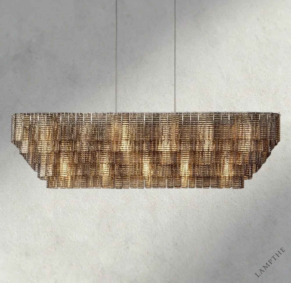 77" / Nickle Sirene Smoke Glass Rectangular Chandelier 59", 77"