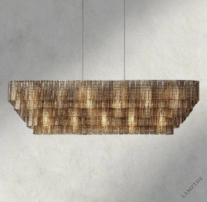 77" / Nickle Sirene Smoke Glass Rectangular Chandelier 59", 77"