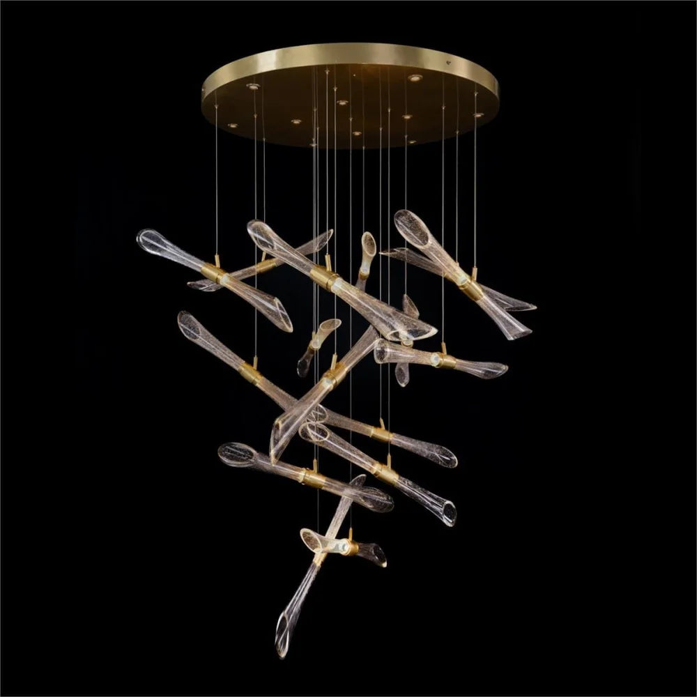 Sixteen Fluted Light Tube Chandelier