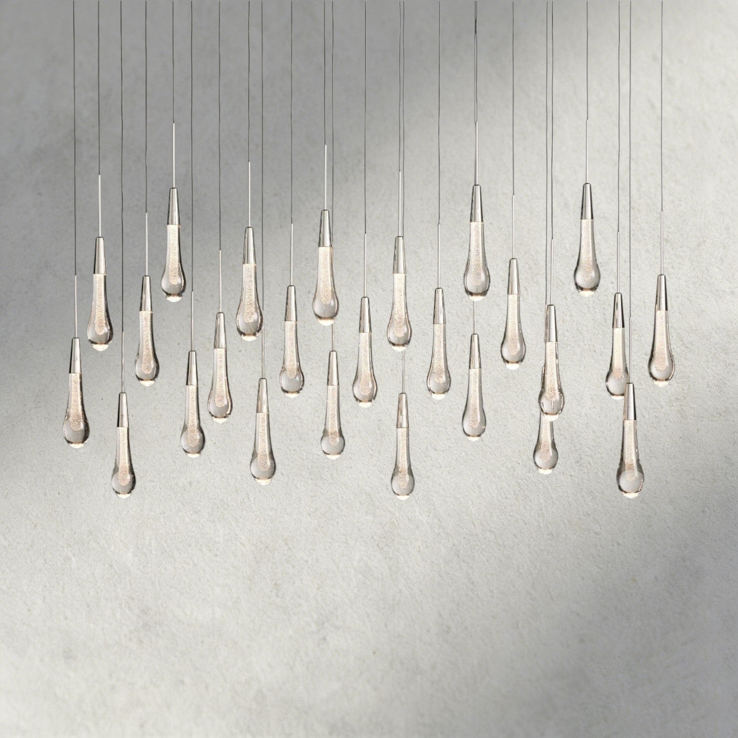 50" / Nickle Soltaire Linear Chandelier 37", 50", 60", 70"