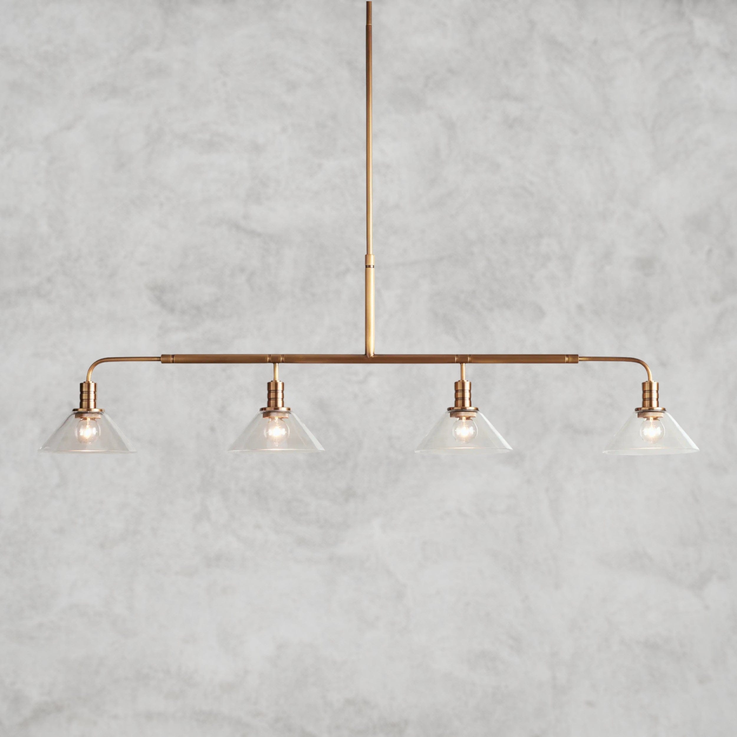 Brass / 50" / Clear Theron Linear Chandelier 50", 60"