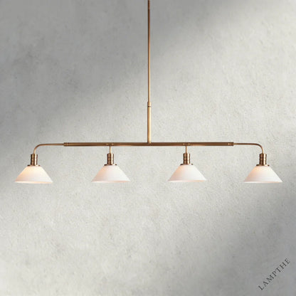 Brass / 50" / Milk Theron Linear Chandelier 50", 60"
