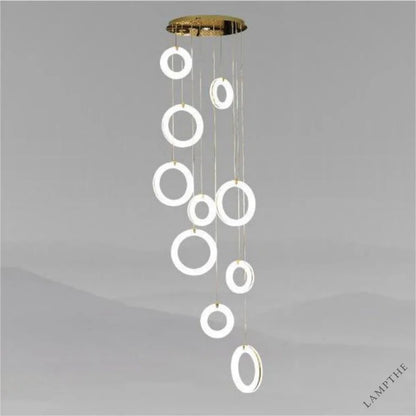 Alabaster Lorry Toroid Staircase Chandelier