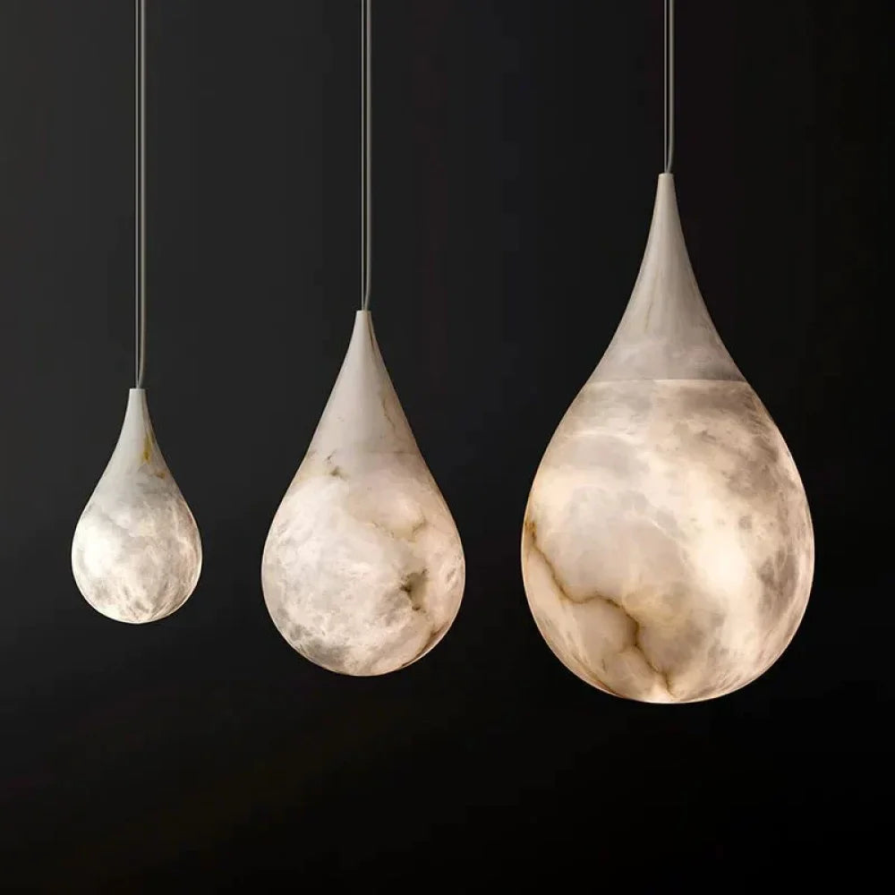 Theseus Alabaster Teardrop Pendant Light 7"D