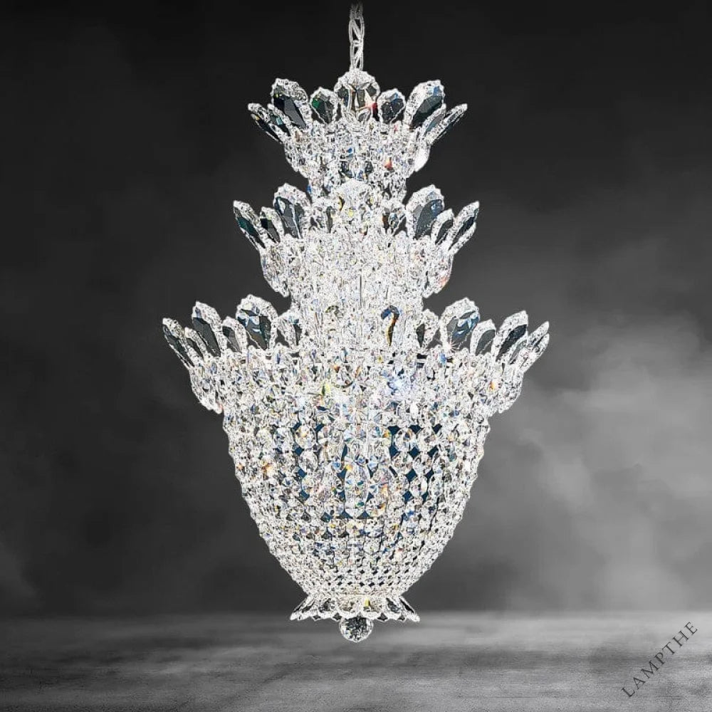 Clear Heritage Crystal Trillane 3-layer Crystal Chandelier 48"