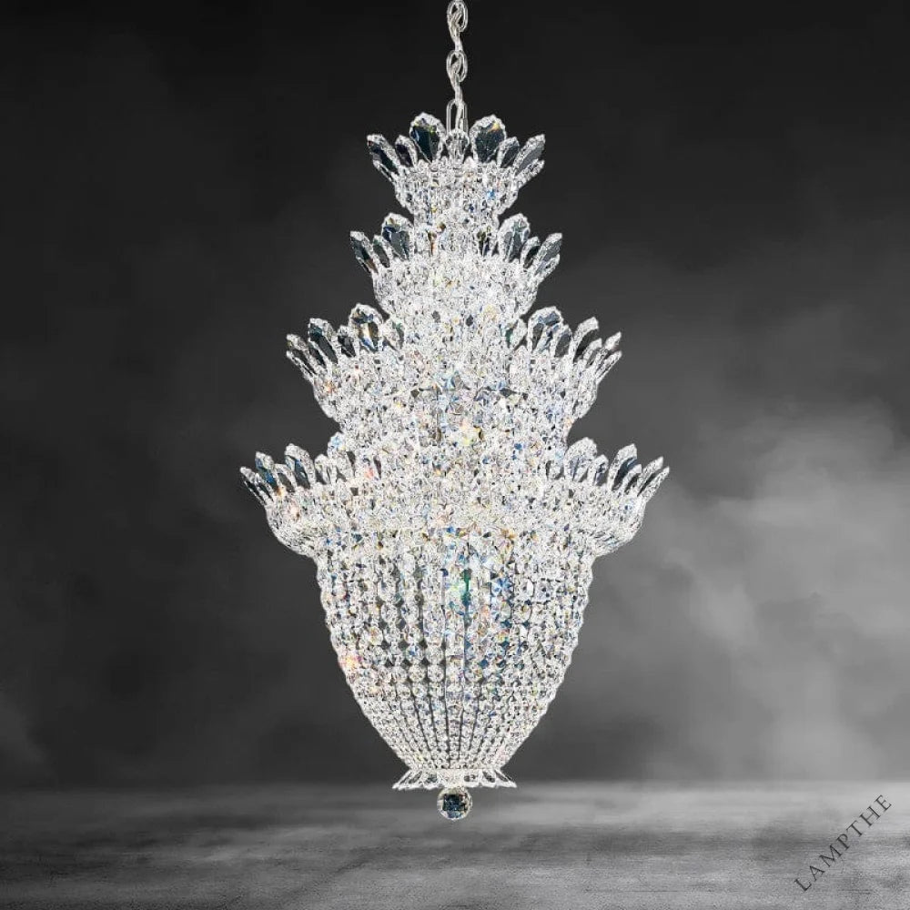 Clear Heritage Crystal Trillane 4-layer Crystal Chandelier 24"