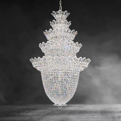 Clear Heritage Crystal Trillane Five-layer Crystal Chandelier 33"