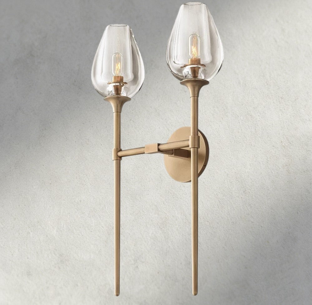 Brass TULIP DOUBLE SCONCE