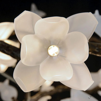 Tulip Glass Bronze Oblong Nineteen-Light Chandelier