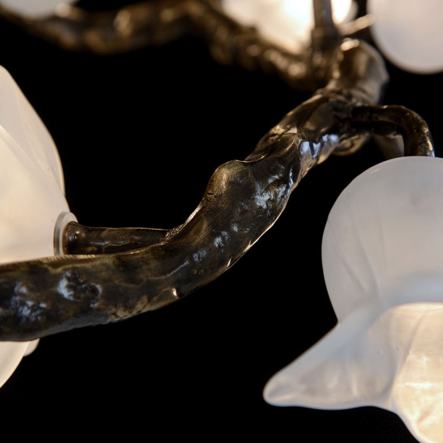 Tulip Glass Bronze Vertical Twenty-One Light Chandelier