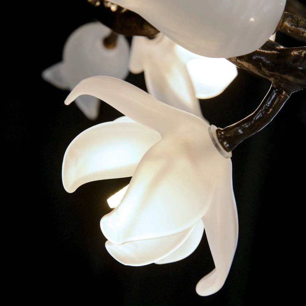 Tulip Glass Bronze Vertical Twenty-One Light Chandelier