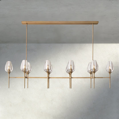 65" / Brass Tulip Linear Chandelier 52", 65"