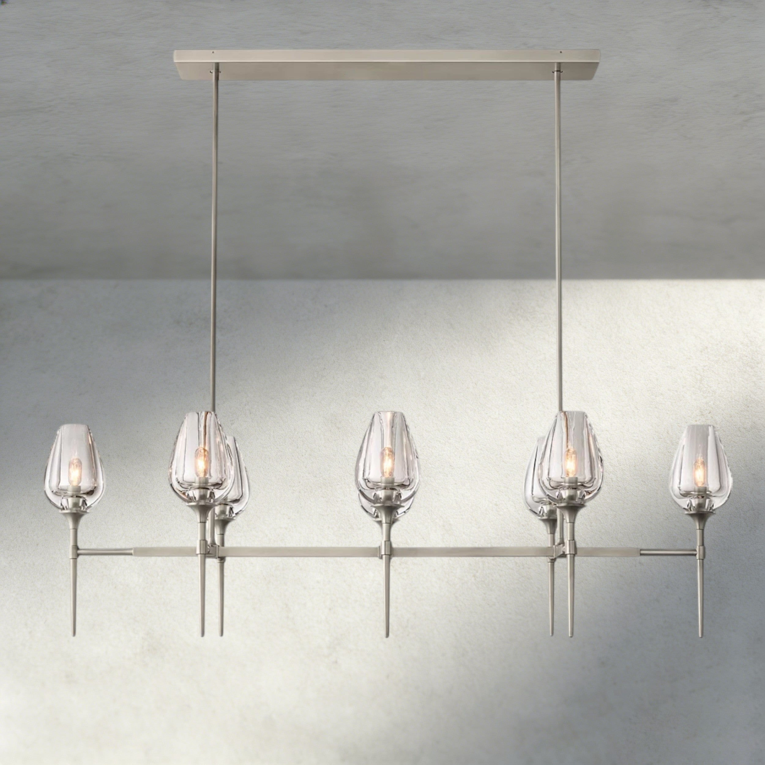52" / Nickle Tulip Linear Chandelier 52", 65"