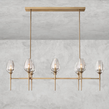 52" / Brass Tulip Linear Chandelier 52", 65"