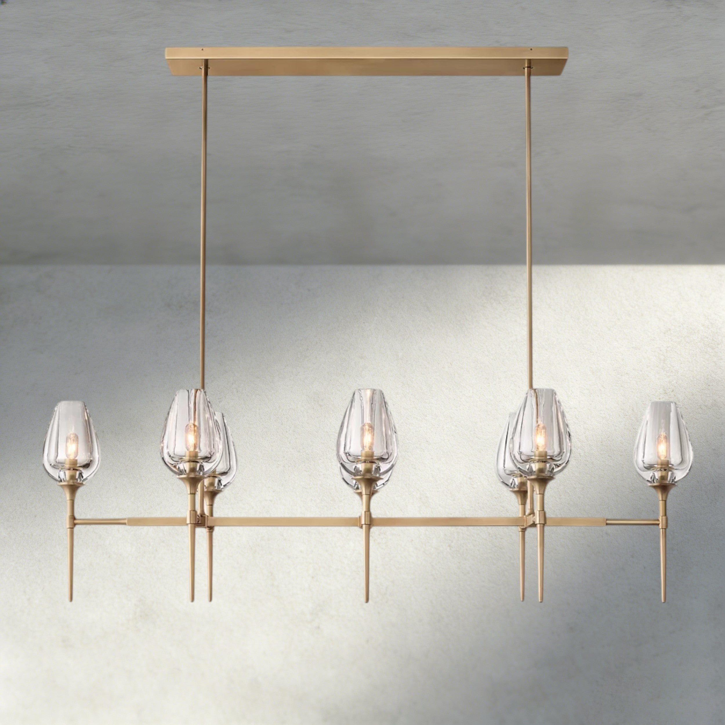 52" / Brass Tulip Linear Chandelier 52", 65"