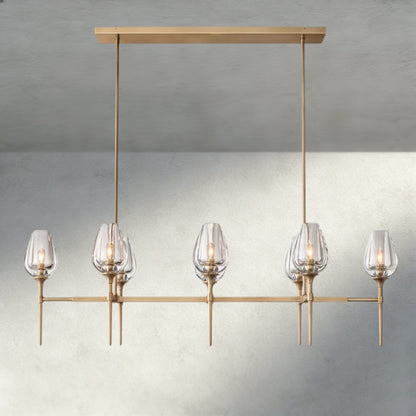 52" / Brass Tulip Linear Chandelier 52", 65"