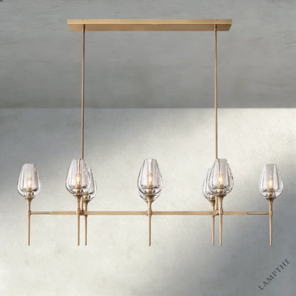 52" / Brass Tulip Linear Chandelier 52", 65"