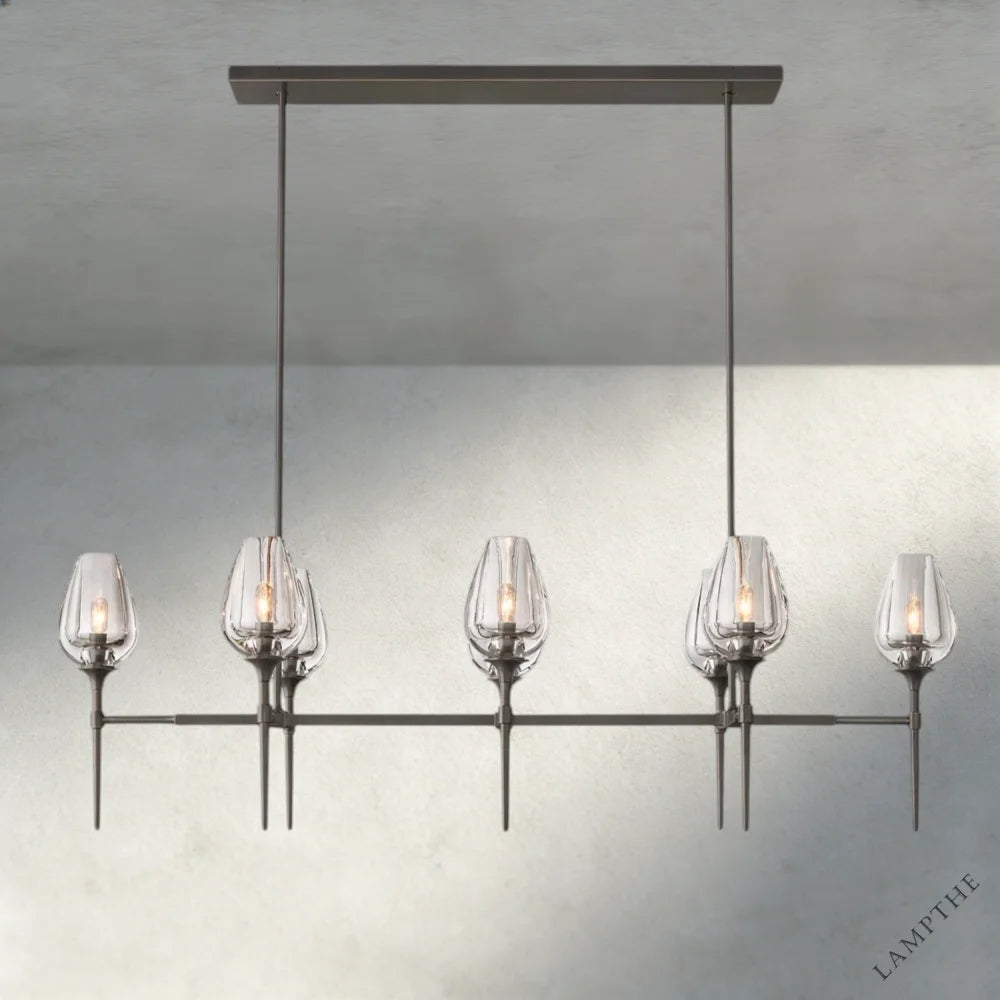 52" / Bronze Tulip Linear Chandelier 52", 65"
