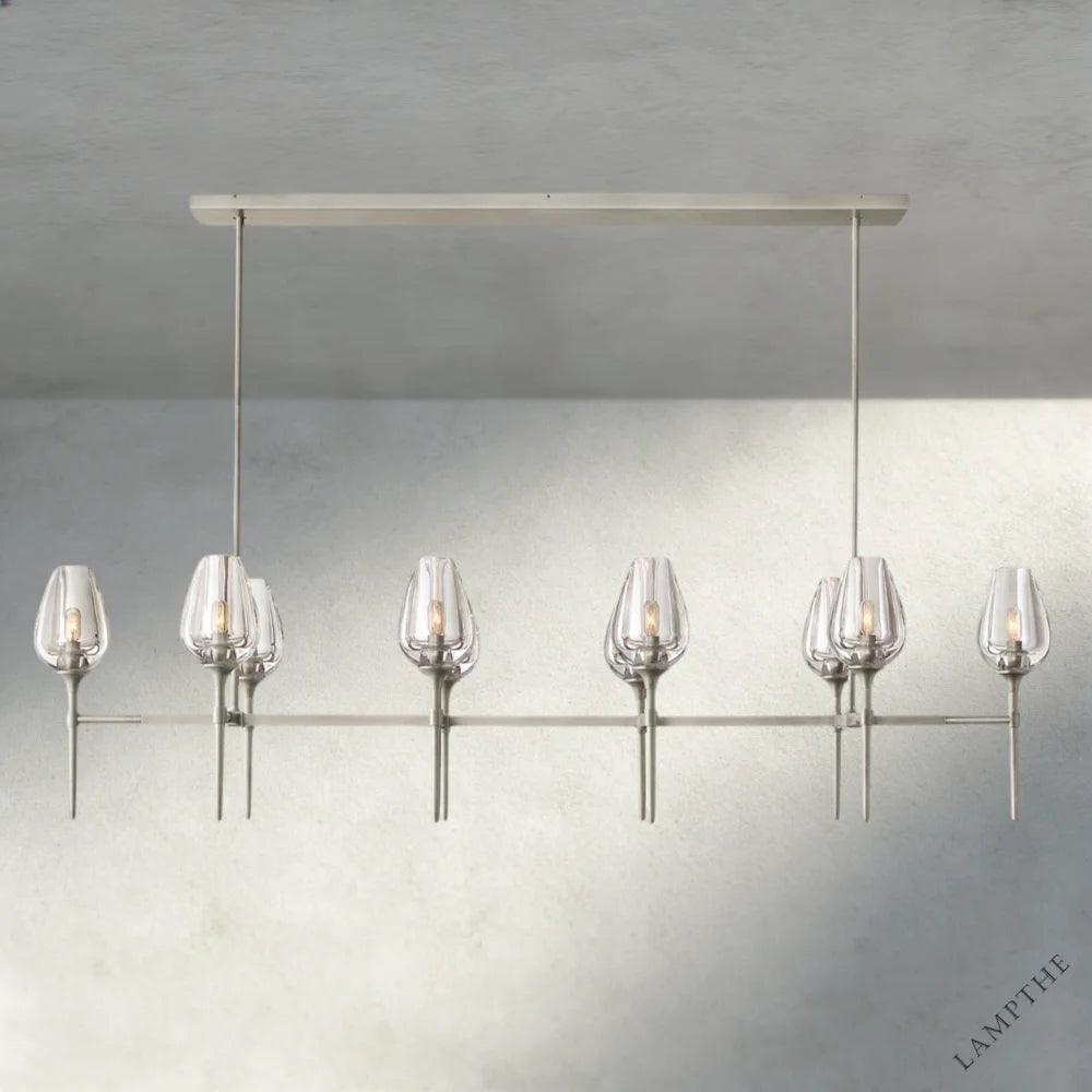 65" / Nickle Tulip Linear Chandelier 52", 65"