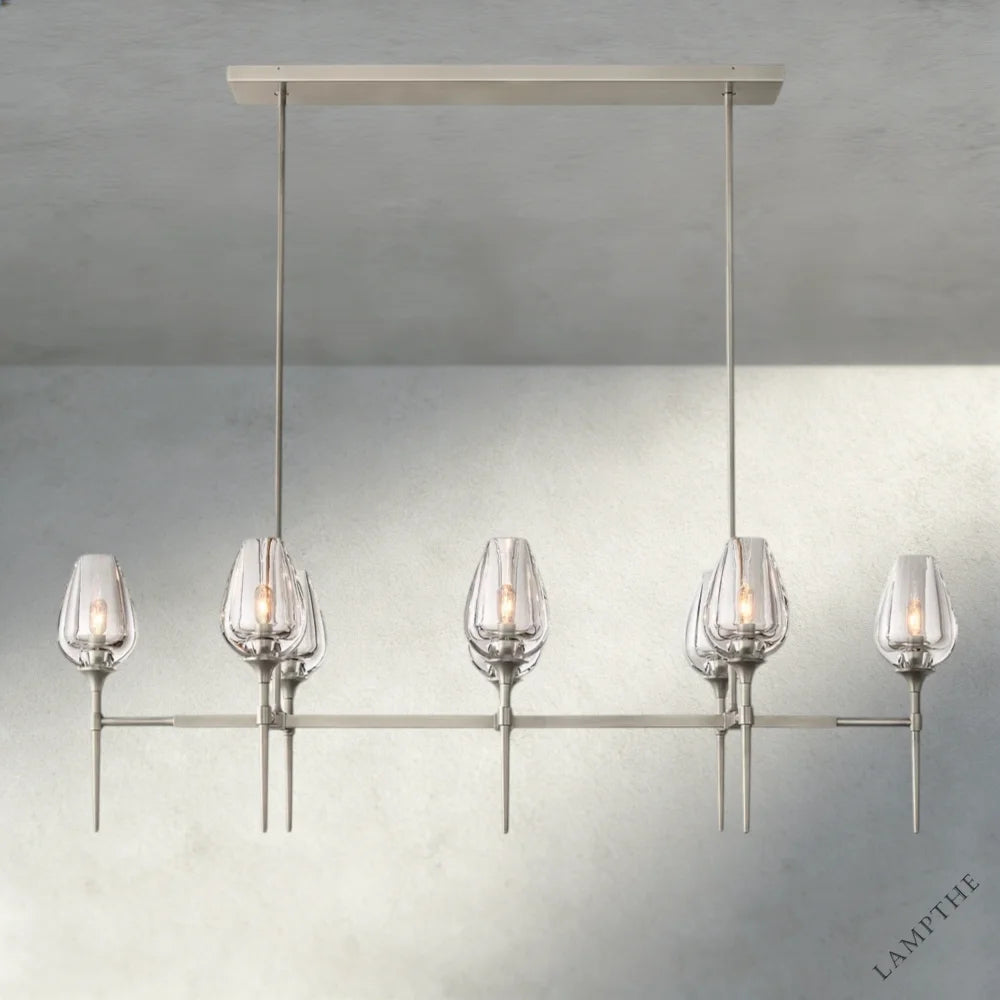52" / Nickle Tulip Linear Chandelier 52", 65"