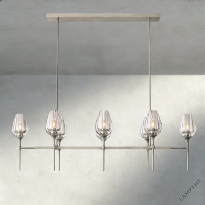52" / Nickle Tulip Linear Chandelier 52", 65"