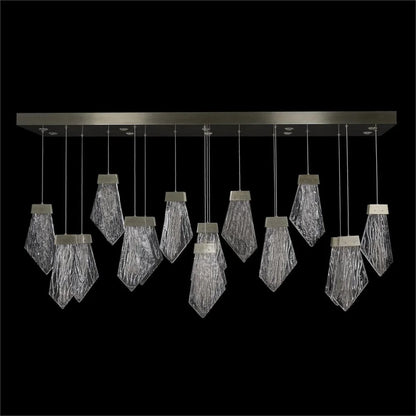 Twenty-Seven-Light Horizontal Chandelier, Nickel
