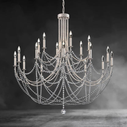 Antique Silver Verdan Half Circle Chandelier 43"