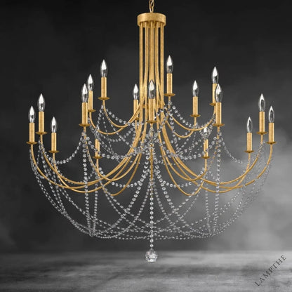 Heirloom Gold Verdan Half Circle Chandelier 43"