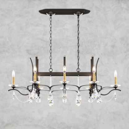 Black / Clear Heritage Crystal Vesca Long Chandelier 46"