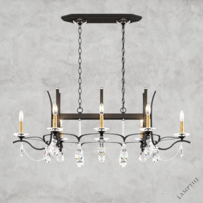 Black / Clear Heritage Crystal Vesca Long Chandelier 46"