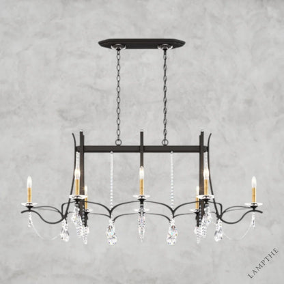 Black / Clear Heritage Crystal Vesca Long Chandelier 58"