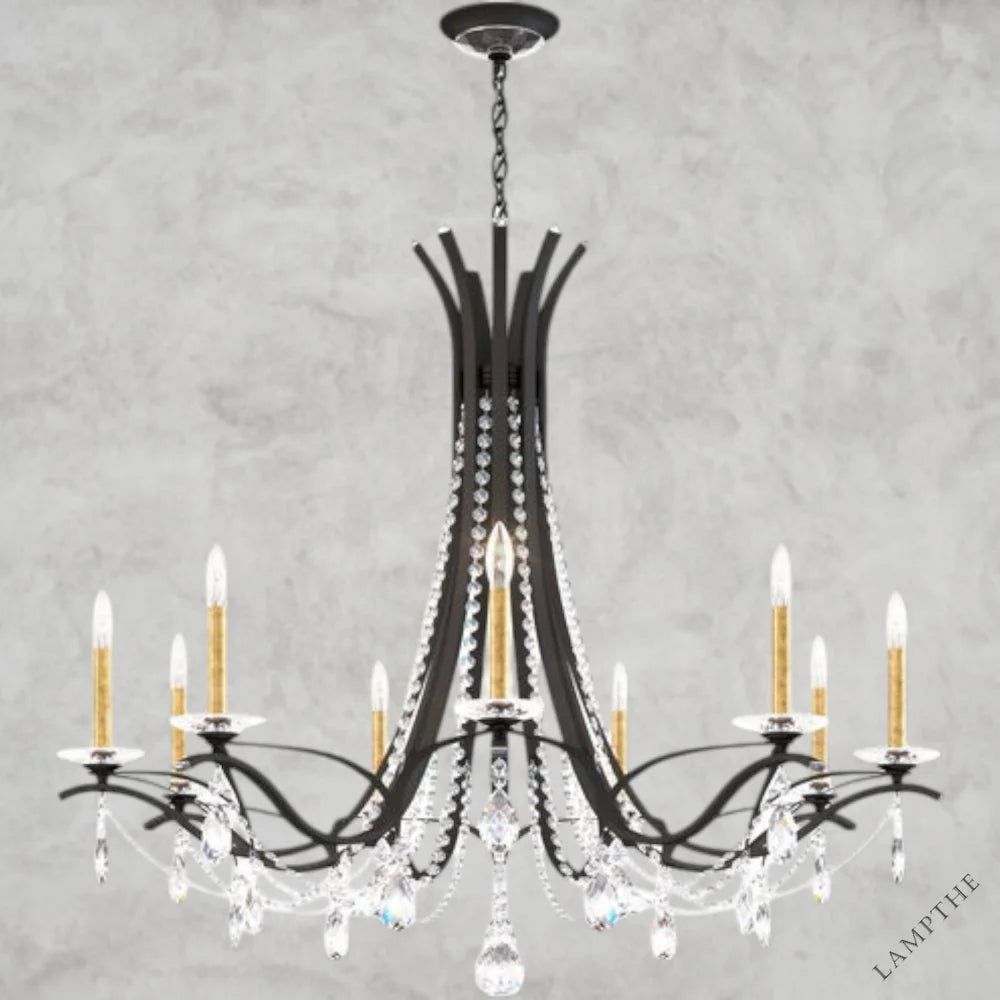 Black / Clear Heritage Crystal Vesca Round Chandelier 45"